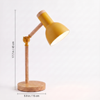 Scandinavian Wooden LED Desk Lamp dimensions: 17.7 in tall on a 5.9 in base