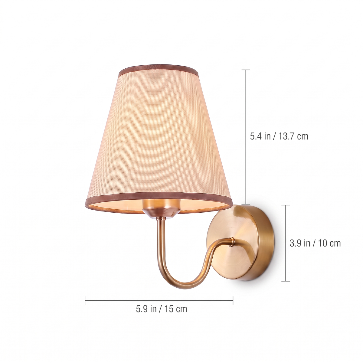 Modern Nordic Fabric Shade Rechargeable Wall Sconce dimensions: shade 5.9 in wide and 5.4 in tall, backplate 3.9 in