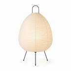 Rice Paper Lantern Tripod Table Lamp on a white background