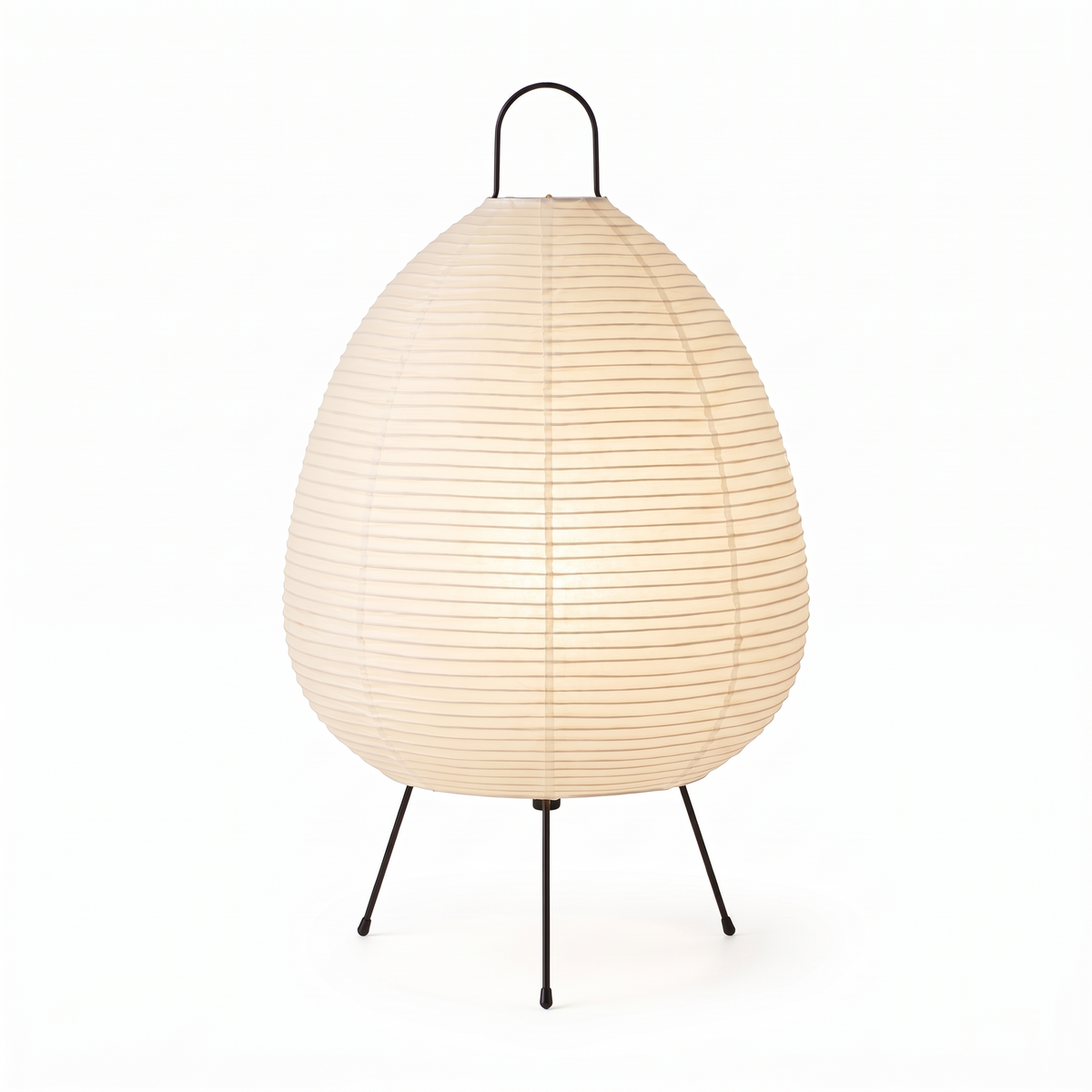 Rice Paper Lantern Tripod Table Lamp on a white background