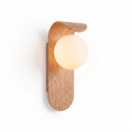 Oval Timber LED Wall Sconce in wood on a white background