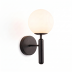 Modern Glass Globe Wall Sconce in black on a white background