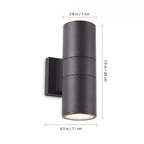 Cylinder Up & Down Outdoor Wall Light dimensions