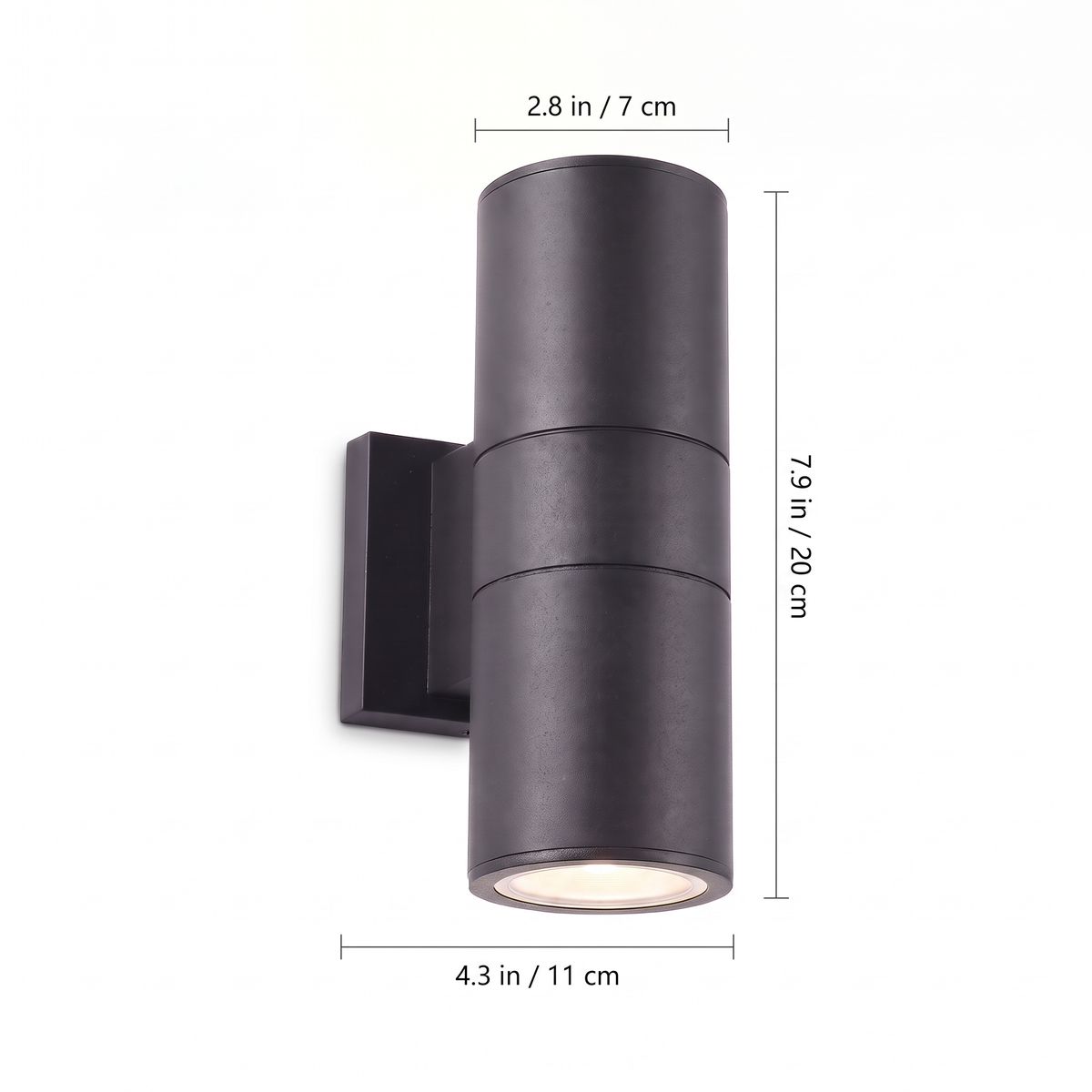 Cylinder Up & Down Outdoor Wall Light dimensions