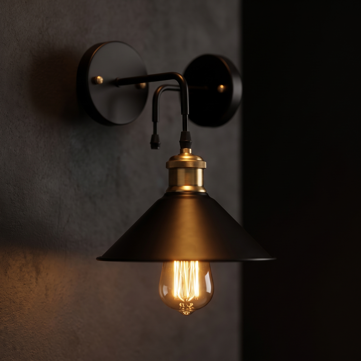 Close-up of the Vintage Cone Wall Sconce