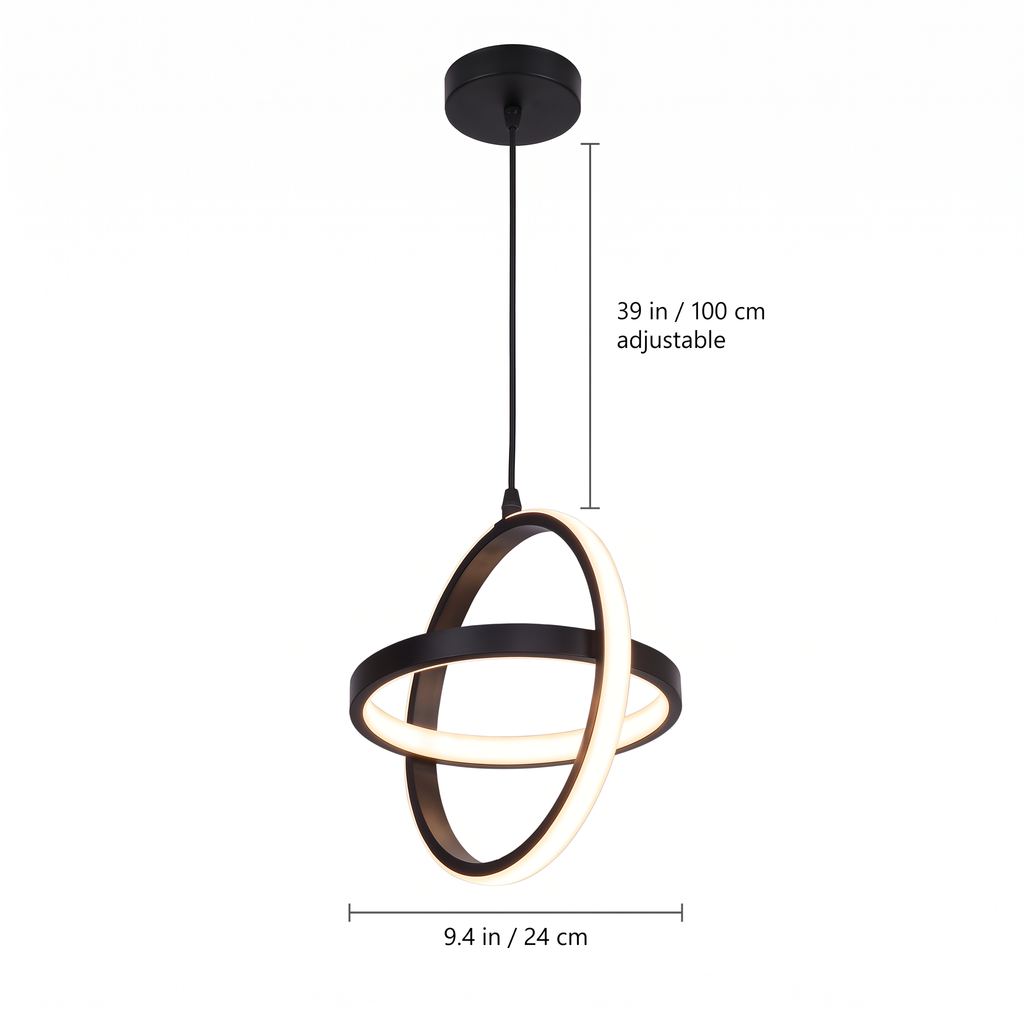 Double Ring LED Pendant Light dimensions