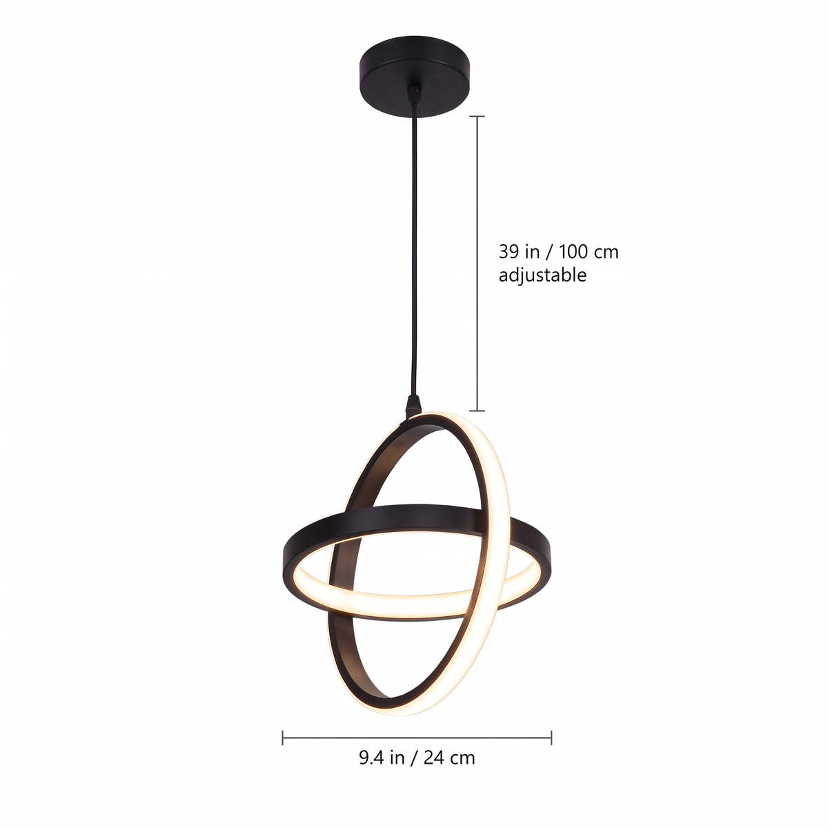 Double Ring LED Pendant Light dimensions