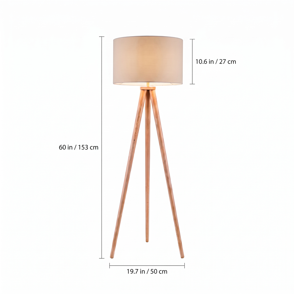 Wooden Tripod Floor Lamp dimensions