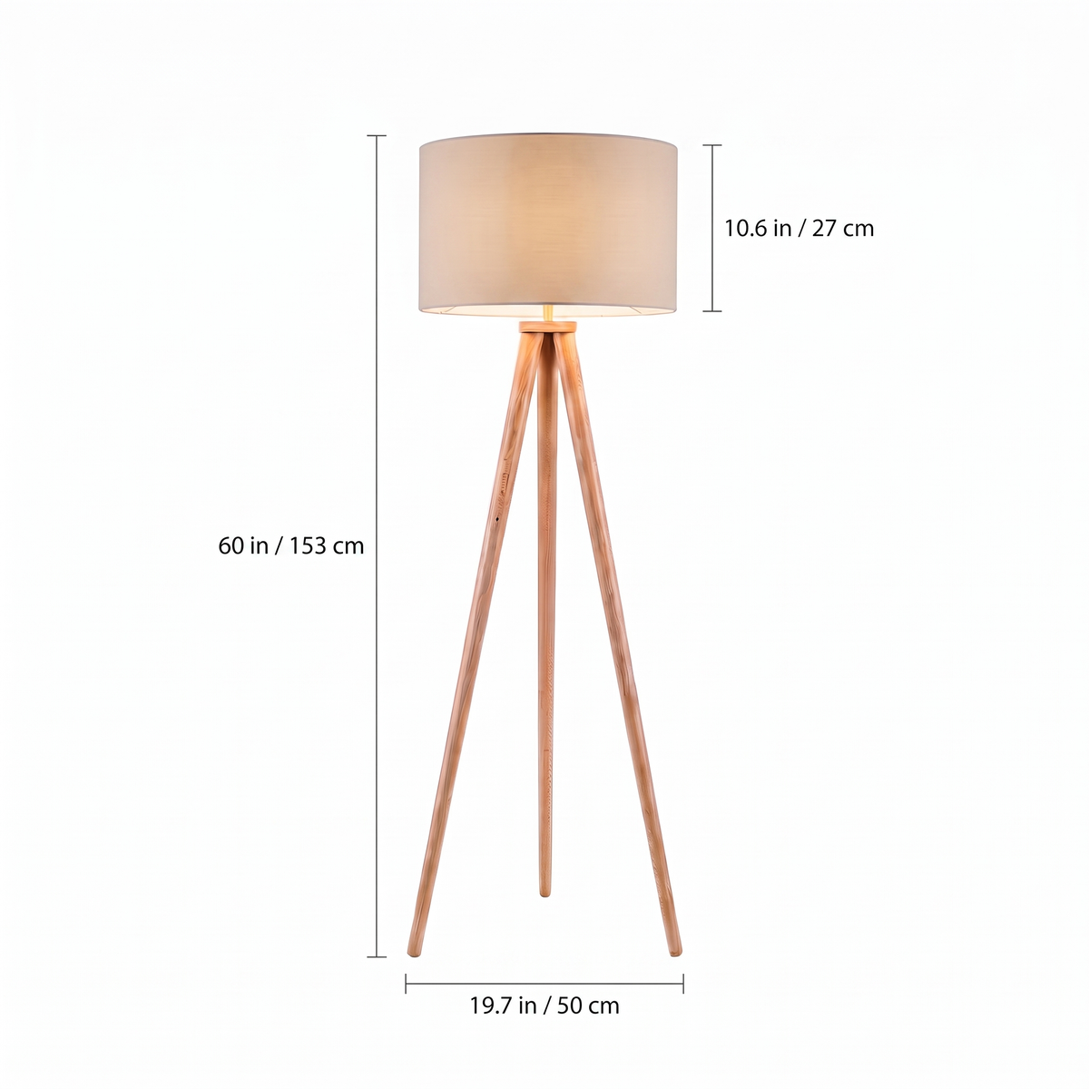 Wooden Tripod Floor Lamp dimensions