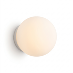 Floating milk glass globe wall sconce with frosted glass on white background