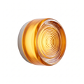 Round acrylic LED wall sconce in amber on white background