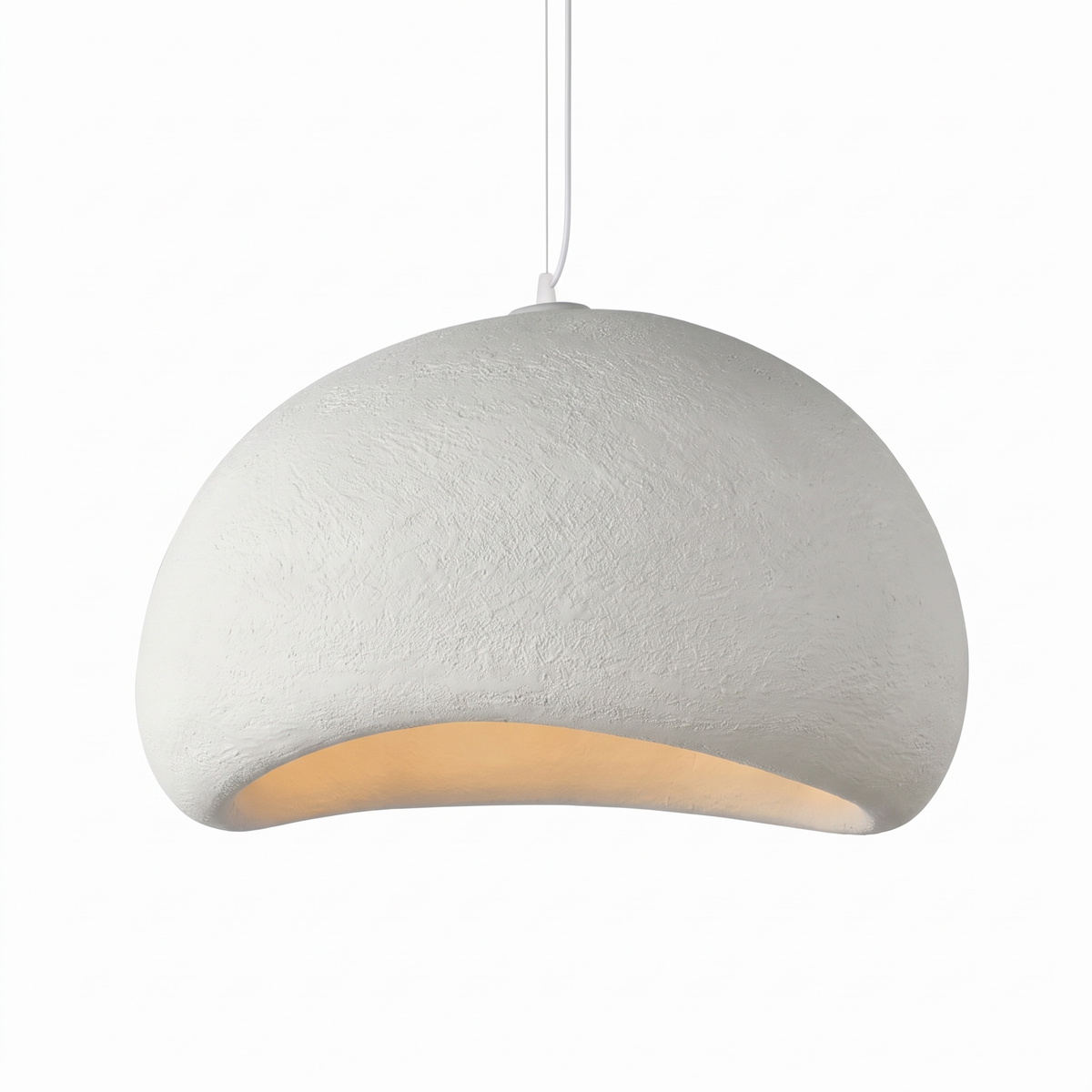 Japandi white cloud pendant light on white background