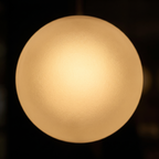 Close-up of the glowing frosted glass globe