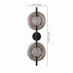 Double glass disc wall sconce dimensions: 7.9 in disc, 19.7 in overall height