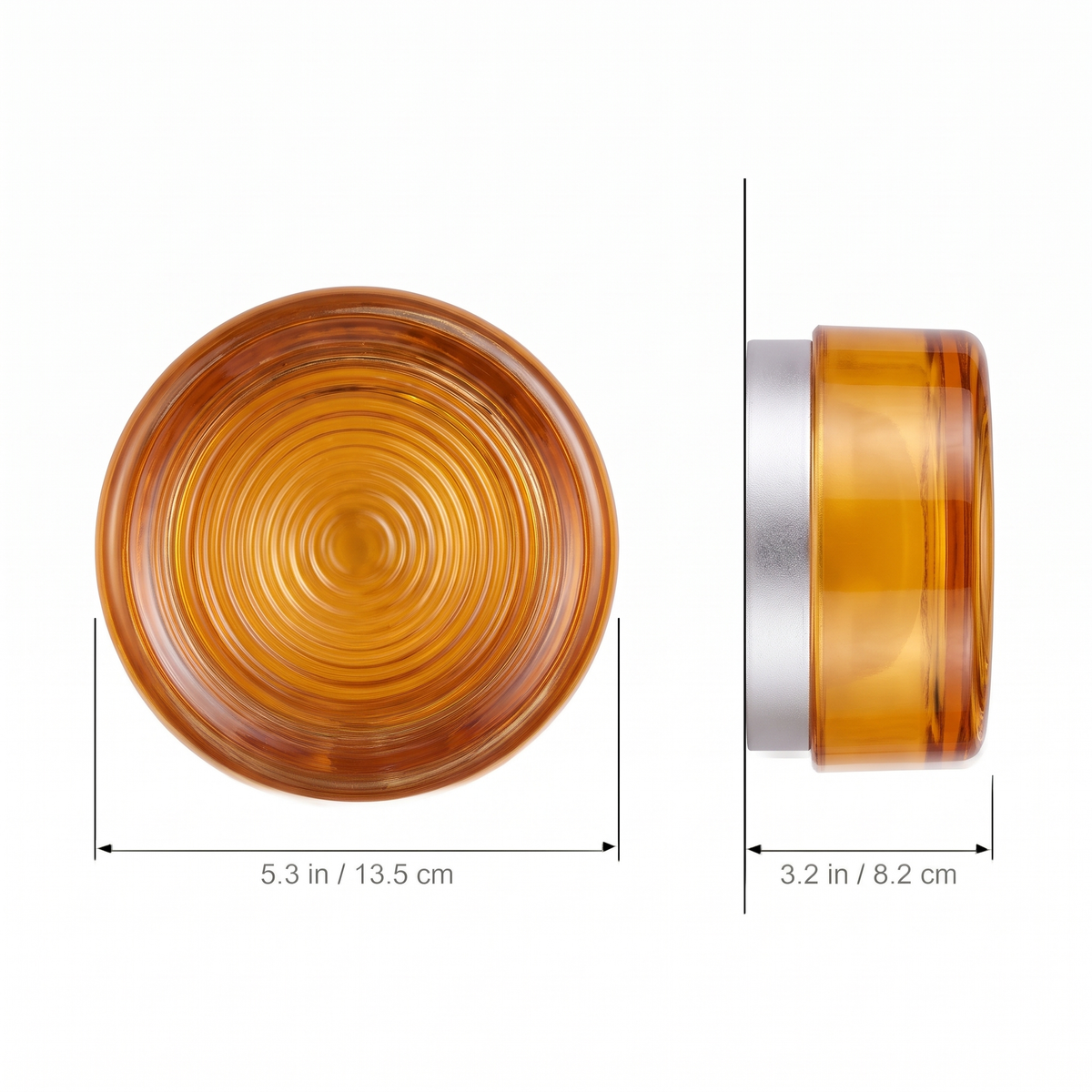 Round acrylic LED wall sconce dimensions: 5.3 in diameter, 3.2 in depth from the wall
