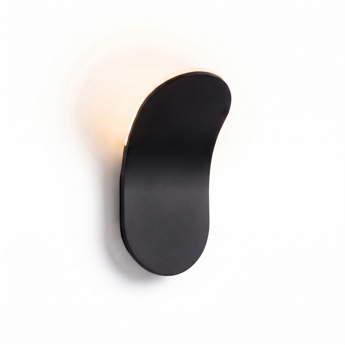 Wave-Form LED Wall Sconce in matte black on a white background