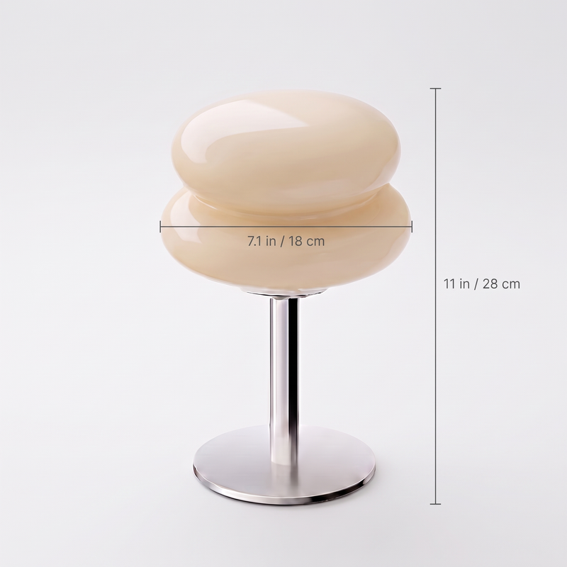 Modern Glass Mushroom Table Lamp dimensions: 11 in tall with a 7.1 in shade