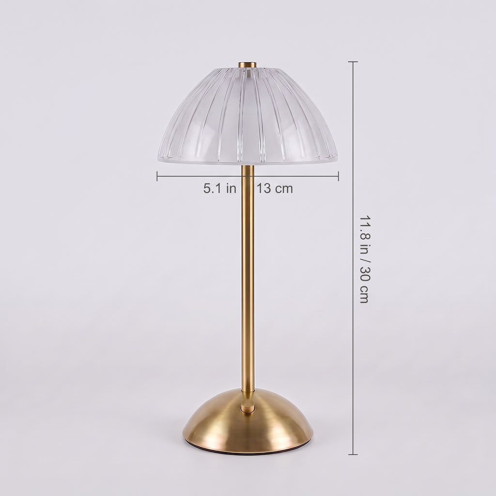 Ribbed Dome Cordless Table Lamp dimensions: 11.8 in tall with a 5.1 in shade
