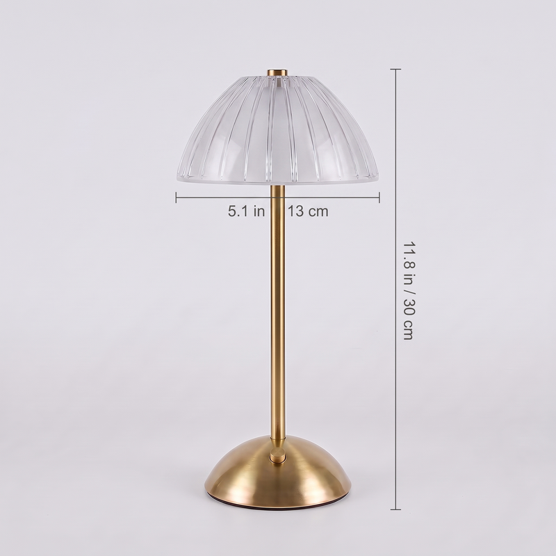 Ribbed Dome Cordless Table Lamp dimensions: 11.8 in tall with a 5.1 in shade
