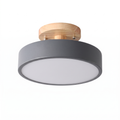 Wood Semi Flush Mount Ceiling Light in gray on white background