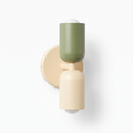 Two-Tone Up Down Wall Sconce in sage and cream on white background