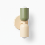 Two-Tone Up Down Wall Sconce in sage and cream on white background