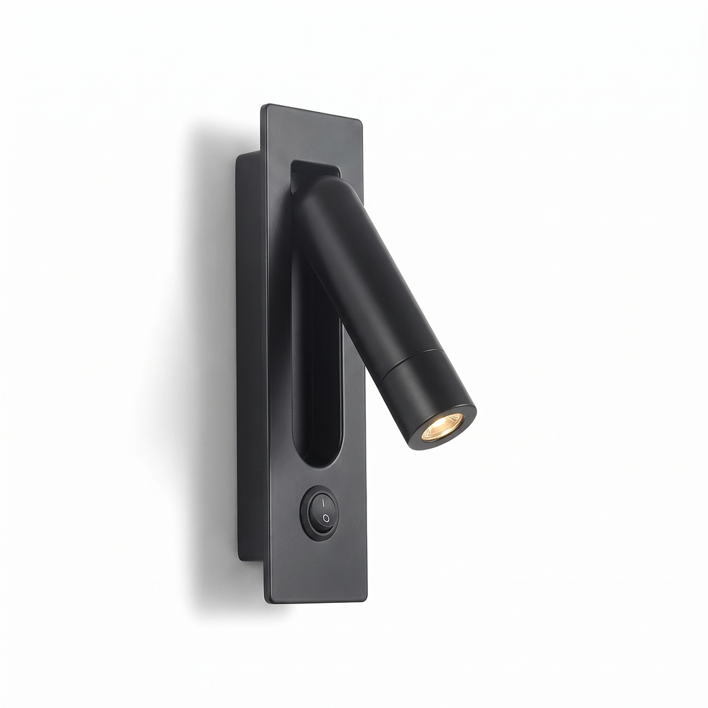 Recessed Bedside Reading Light in black on white background