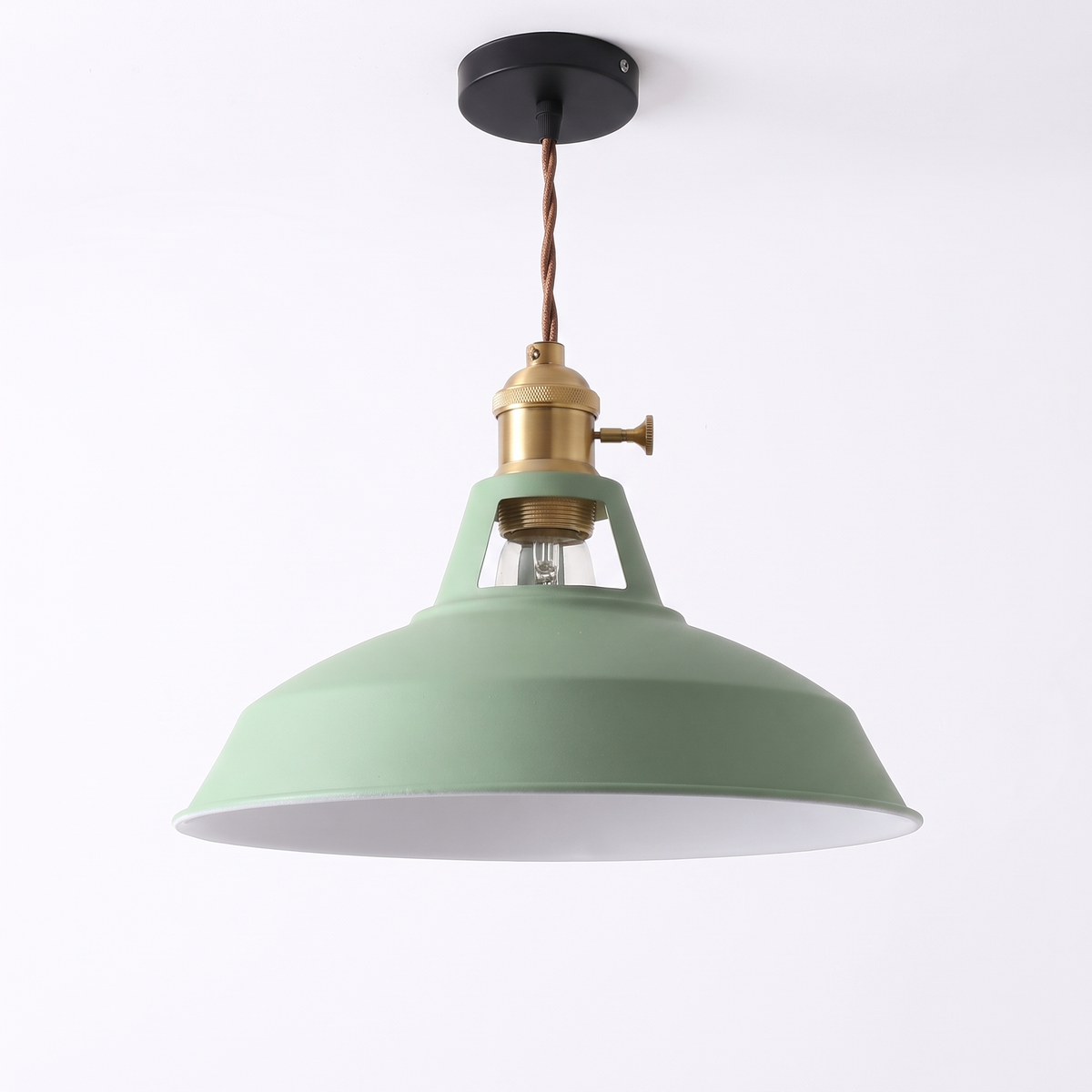 Colorful Barn Pendant Light in green on white background