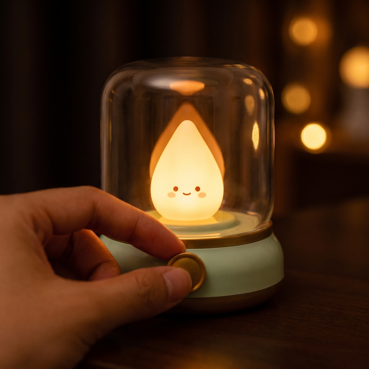 Turning the dimmer knob on the Flameless Candle Night Light