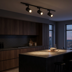 Black LED Track Lighting Kit over a kitchen counter