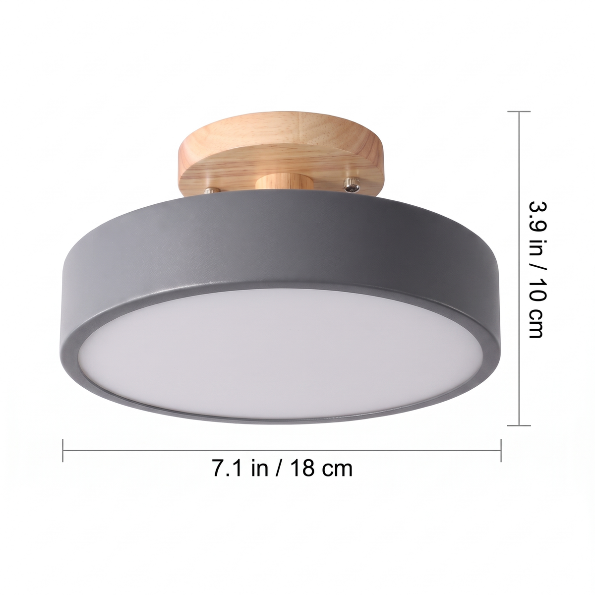 Wood Semi Flush Mount Ceiling Light dimensions: 7.1 in across and 3.9 in deep