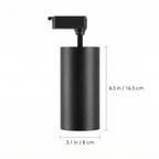 Black LED Track Lighting Kit spotlight dimensions: 6.5 in long, 3.1 in across