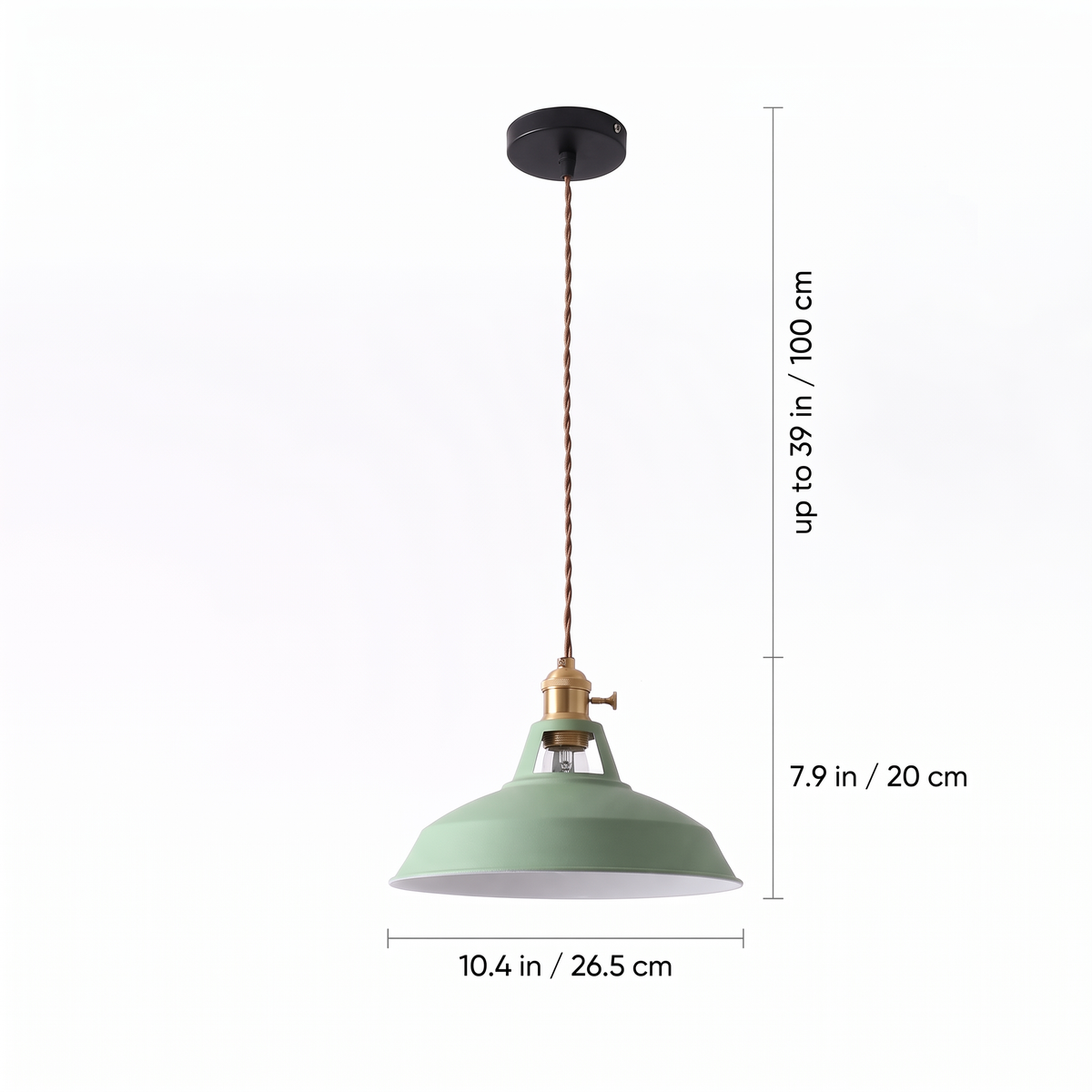 Colorful Barn Pendant Light dimensions: 10.4 in shade, 7.9 in tall, cord up to 39 in