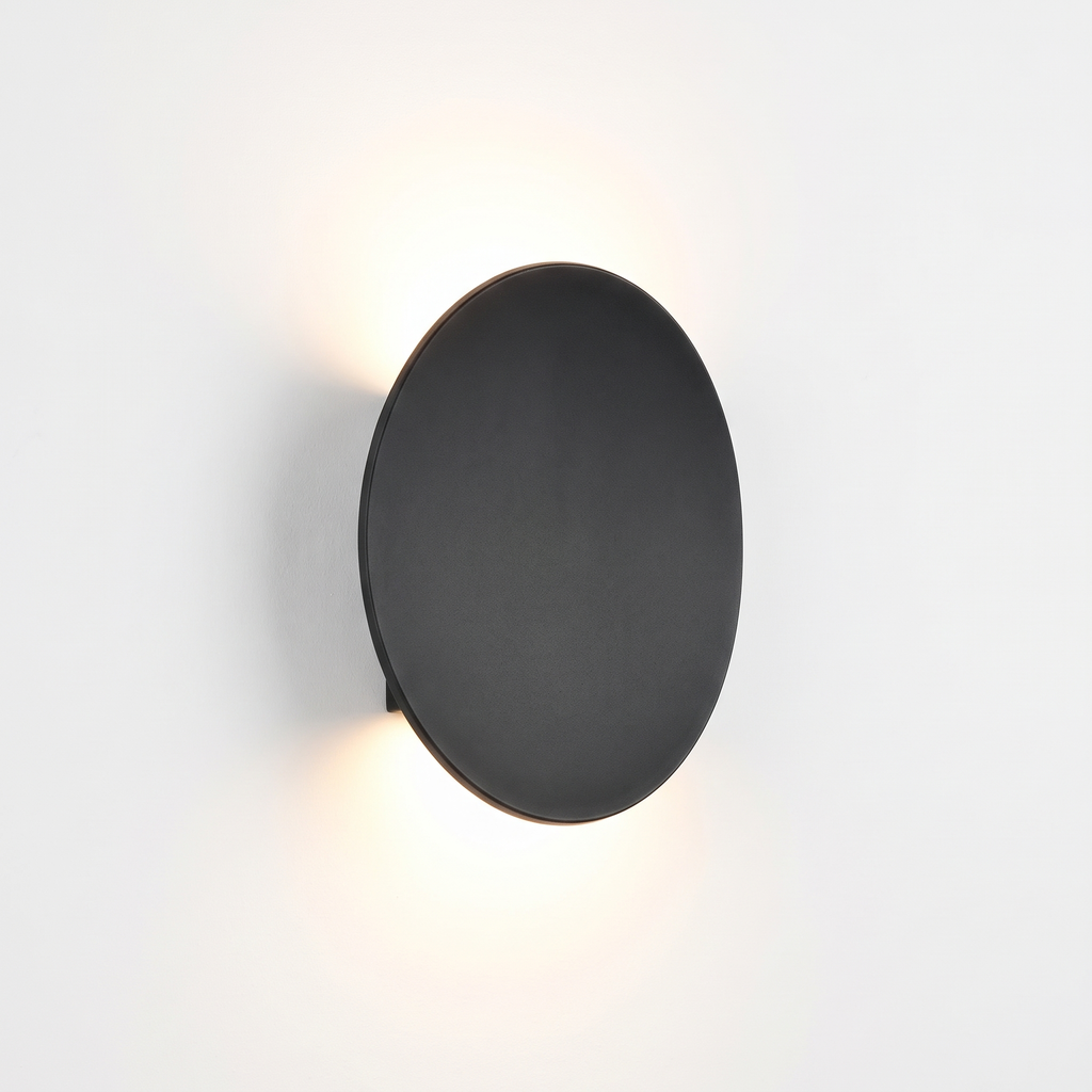 Black Pebble Wall Light on white background