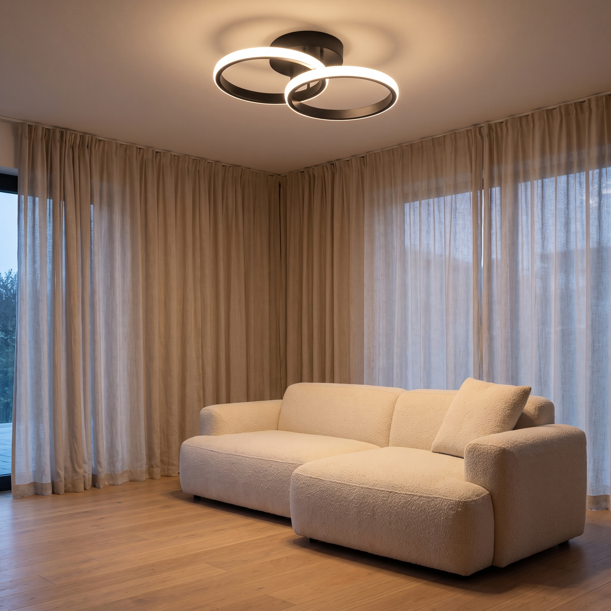 Double Ring LED Ceiling Light in a living room