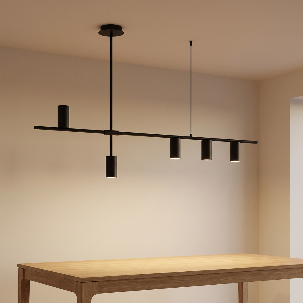Linear Spotlight Pendant Light over a dining table