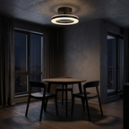 Black Ring Semi Flush Mount Ceiling Light over a small dining table