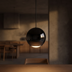 Black Mirror Globe Pendant Light close-up of the mirror finish