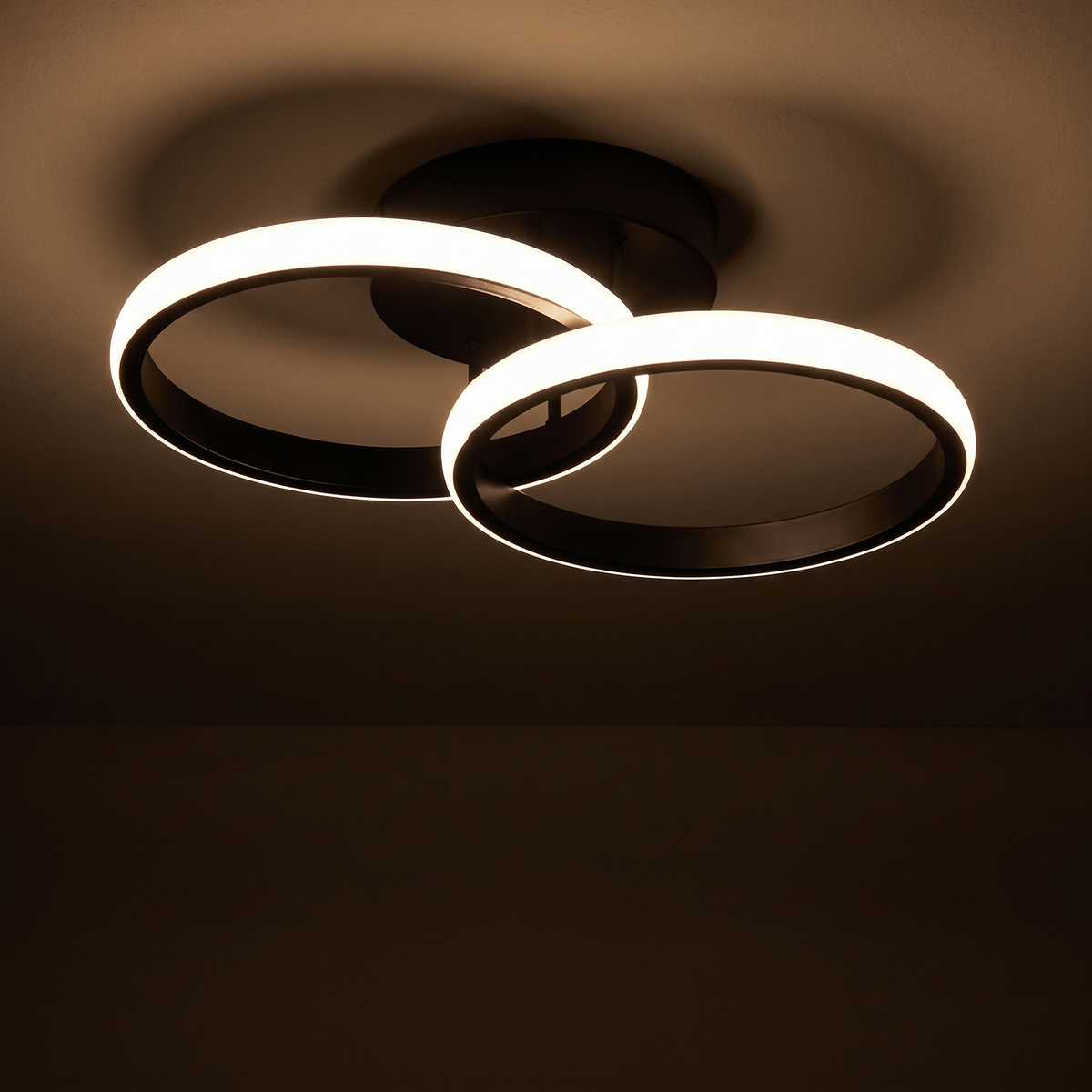 Double Ring LED Ceiling Light close-up of the two lit rings
