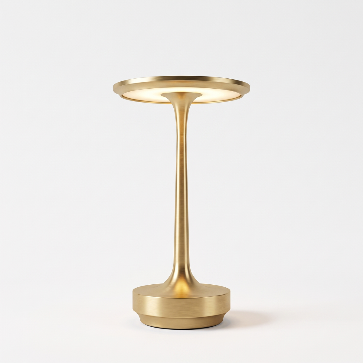 Cordless Disc Table Lamp in gold on white background