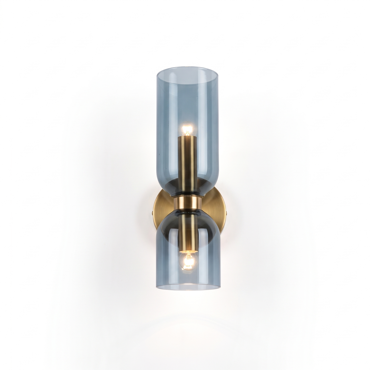 Glass Up Down Wall Sconce in blue on white background