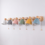 Nordic Wood Wall Sconce with Pull Chain in all six shade colors
