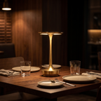 Cordless Disc Table Lamp on a dinner table