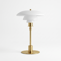 Scandinavian Layered Glass Table Lamp in white and gold on white background