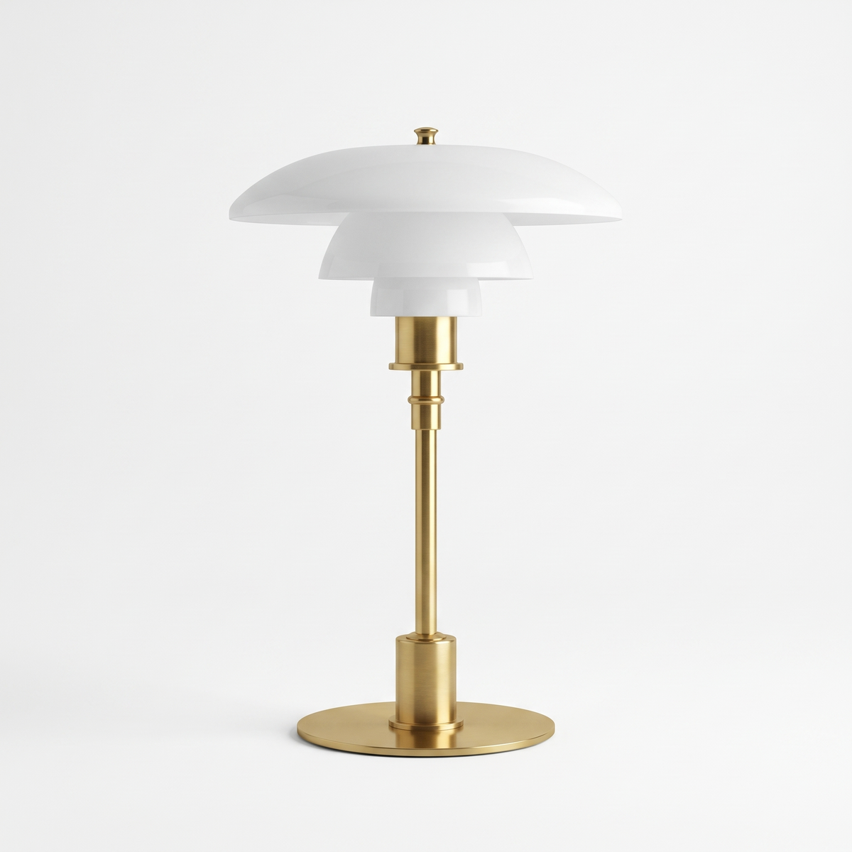 Scandinavian Layered Glass Table Lamp in white and gold on white background