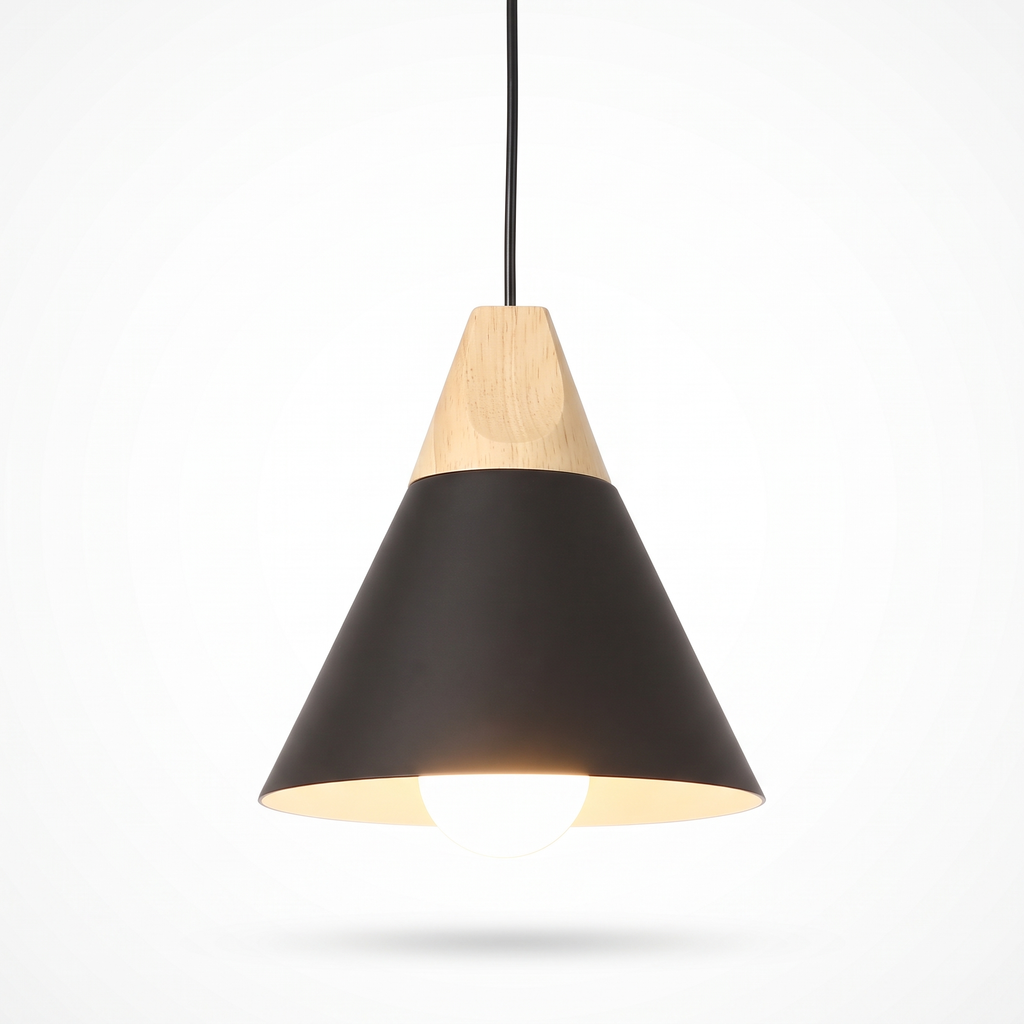 Nordic Cone Pendant Light in black on white background