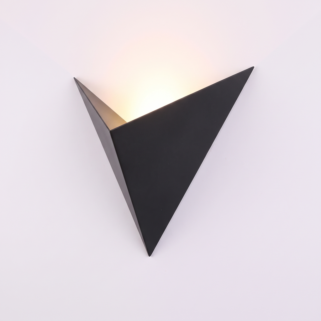Triangle LED Wall Sconce in black on white background