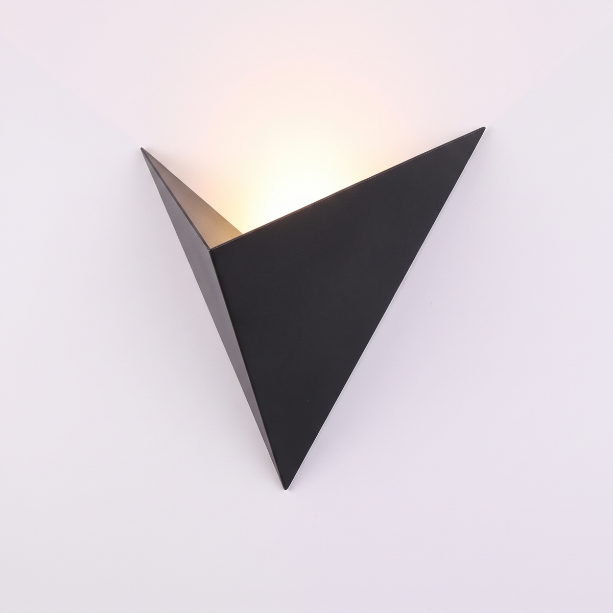Triangle LED Wall Sconce in black on white background