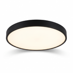 Slim Round LED Flush Mount Ceiling Light in black on white background