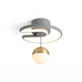 Crescent Moon Ceiling Light in gray and gold on white background